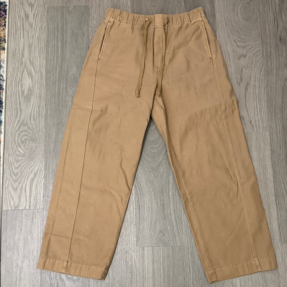 MOTHER Wide Leg Drawstring Pants in Tan